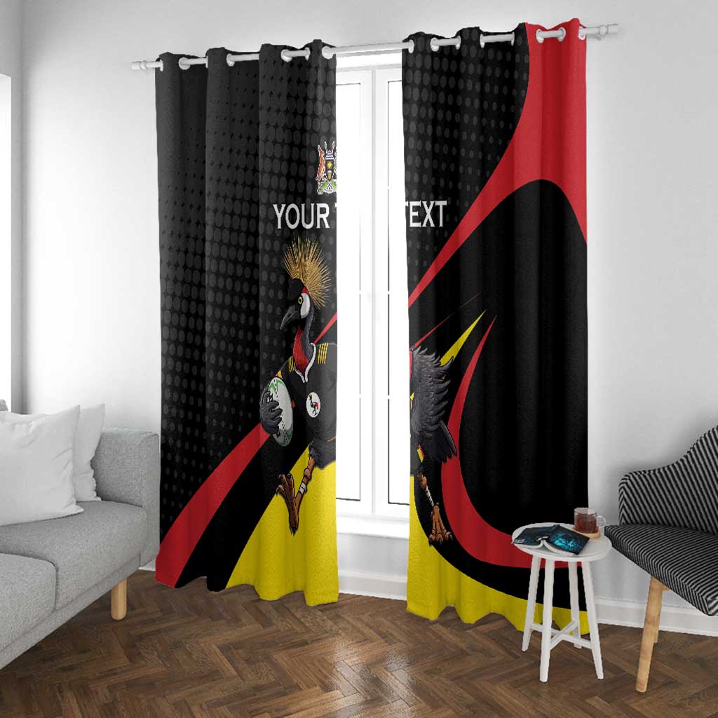 Jamhuri ya Uganda Rugby Custom Window Curtain With Black Crowned Crane Mascot