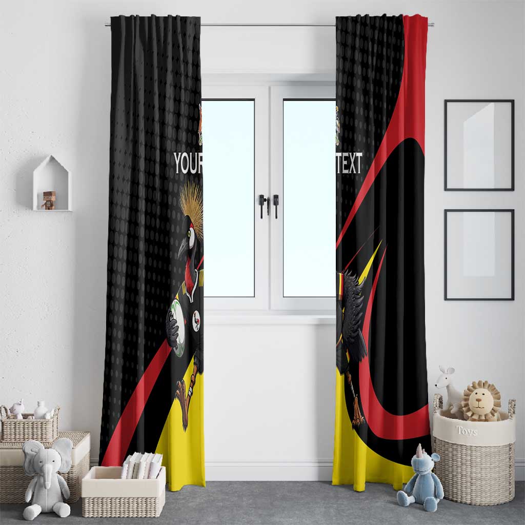 Jamhuri ya Uganda Rugby Custom Window Curtain With Black Crowned Crane Mascot