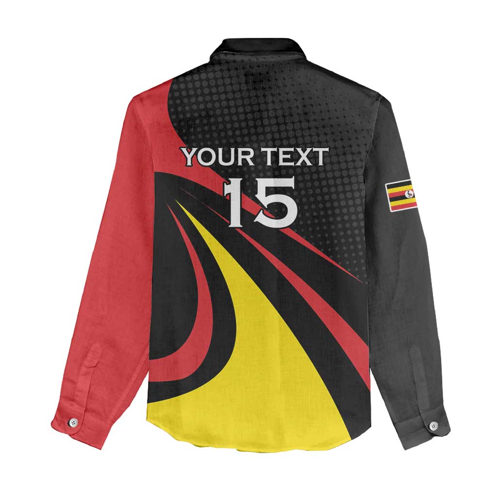 Jamhuri ya Uganda Rugby Custom Women Casual Shirt With Black Crowned Crane Mascot