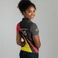 Jamhuri ya Uganda Rugby Custom Women Polo Shirt With Black Crowned Crane Mascot