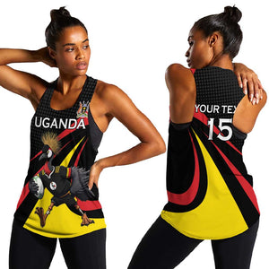 Jamhuri ya Uganda Rugby Custom Women Racerback Tank With Black Crowned Crane Mascot