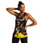 Jamhuri ya Uganda Rugby Custom Women Racerback Tank With Black Crowned Crane Mascot