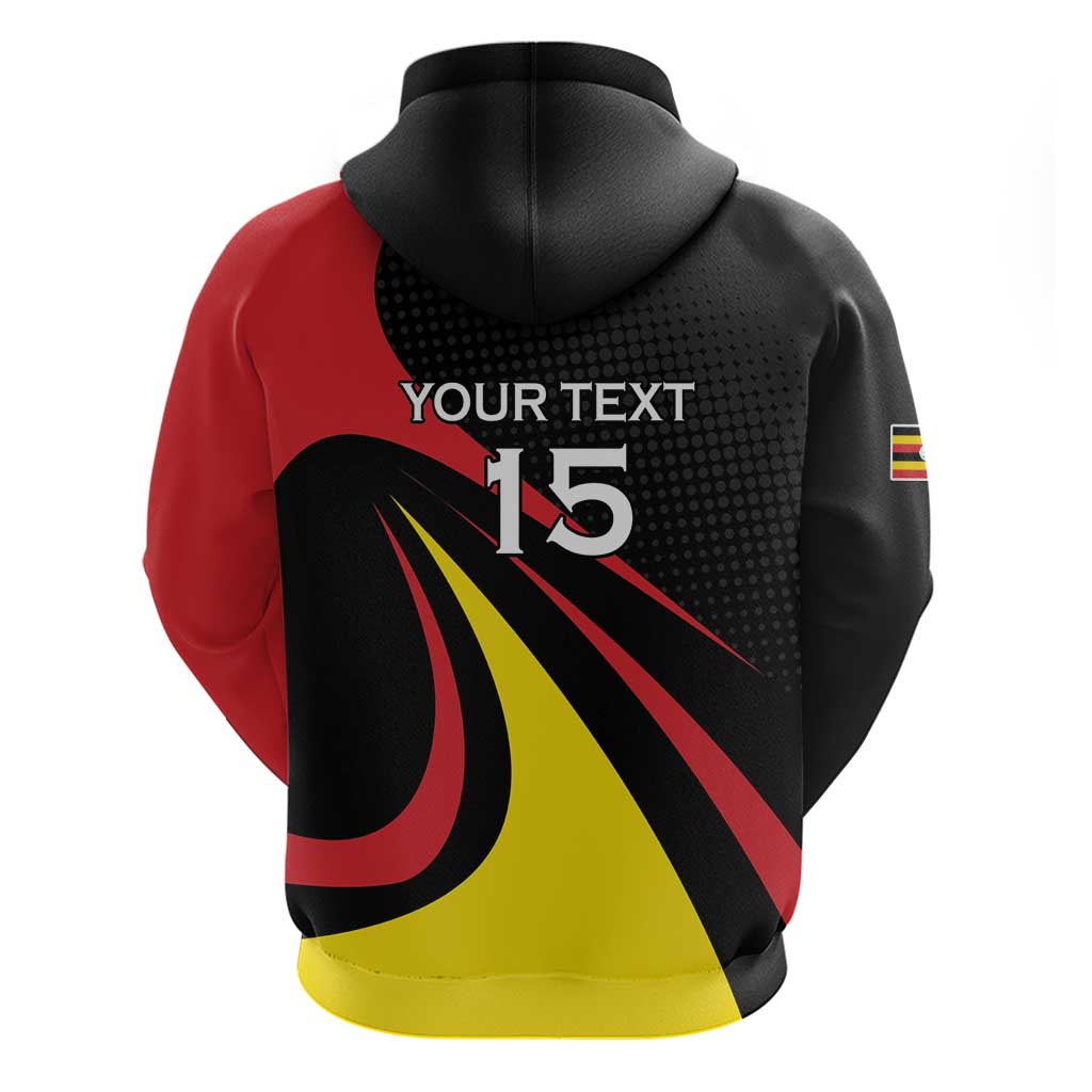 Jamhuri ya Uganda Rugby Custom Zip Hoodie With Black Crowned Crane Mascot