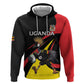 Jamhuri ya Uganda Rugby Custom Zip Hoodie With Black Crowned Crane Mascot
