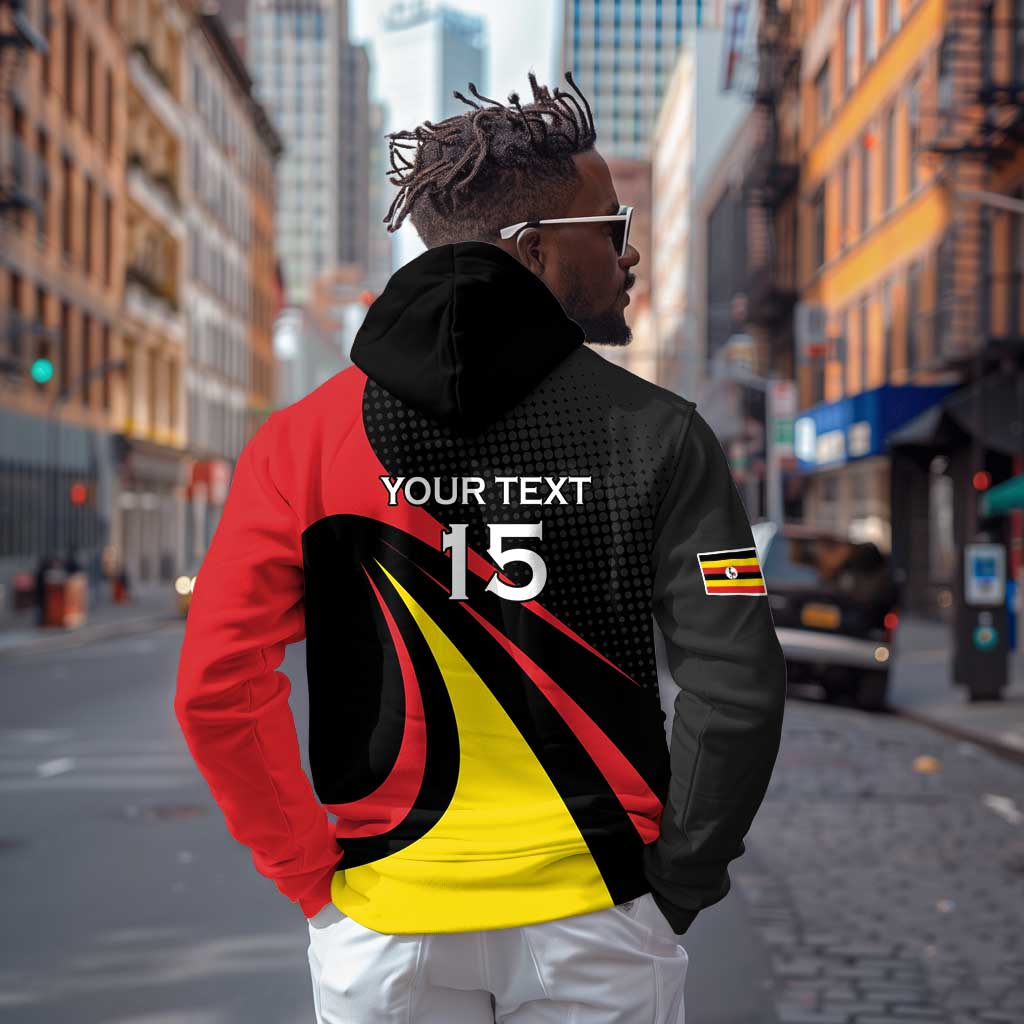 Jamhuri ya Uganda Rugby Custom Zip Hoodie With Black Crowned Crane Mascot