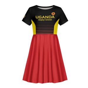 Jamhuri ya Uganda Rugby Custom Kid Short Sleeve Dress Go Champions Cranes