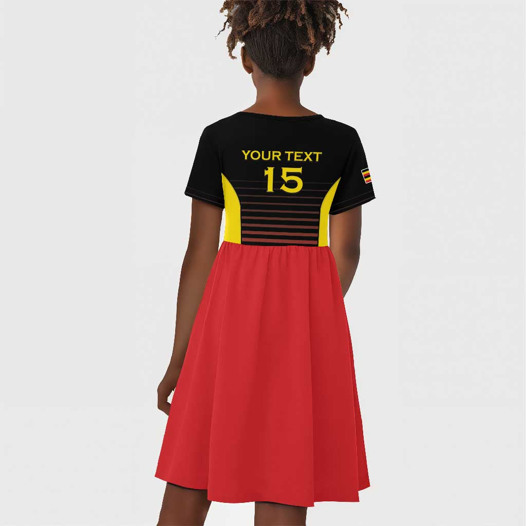 Jamhuri ya Uganda Rugby Custom Kid Short Sleeve Dress Go Champions Cranes