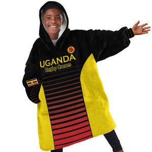 Jamhuri ya Uganda Rugby Custom Kid Wearable Blanket Hoodie Go Champions Cranes