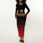 Jamhuri ya Uganda Rugby Custom Long Sleeve Bodycon Dress Go Champions Cranes LT15