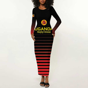 Jamhuri ya Uganda Rugby Custom Long Sleeve Bodycon Dress Go Champions Cranes LT15