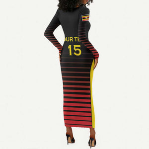 Jamhuri ya Uganda Rugby Custom Long Sleeve Bodycon Dress Go Champions Cranes LT15
