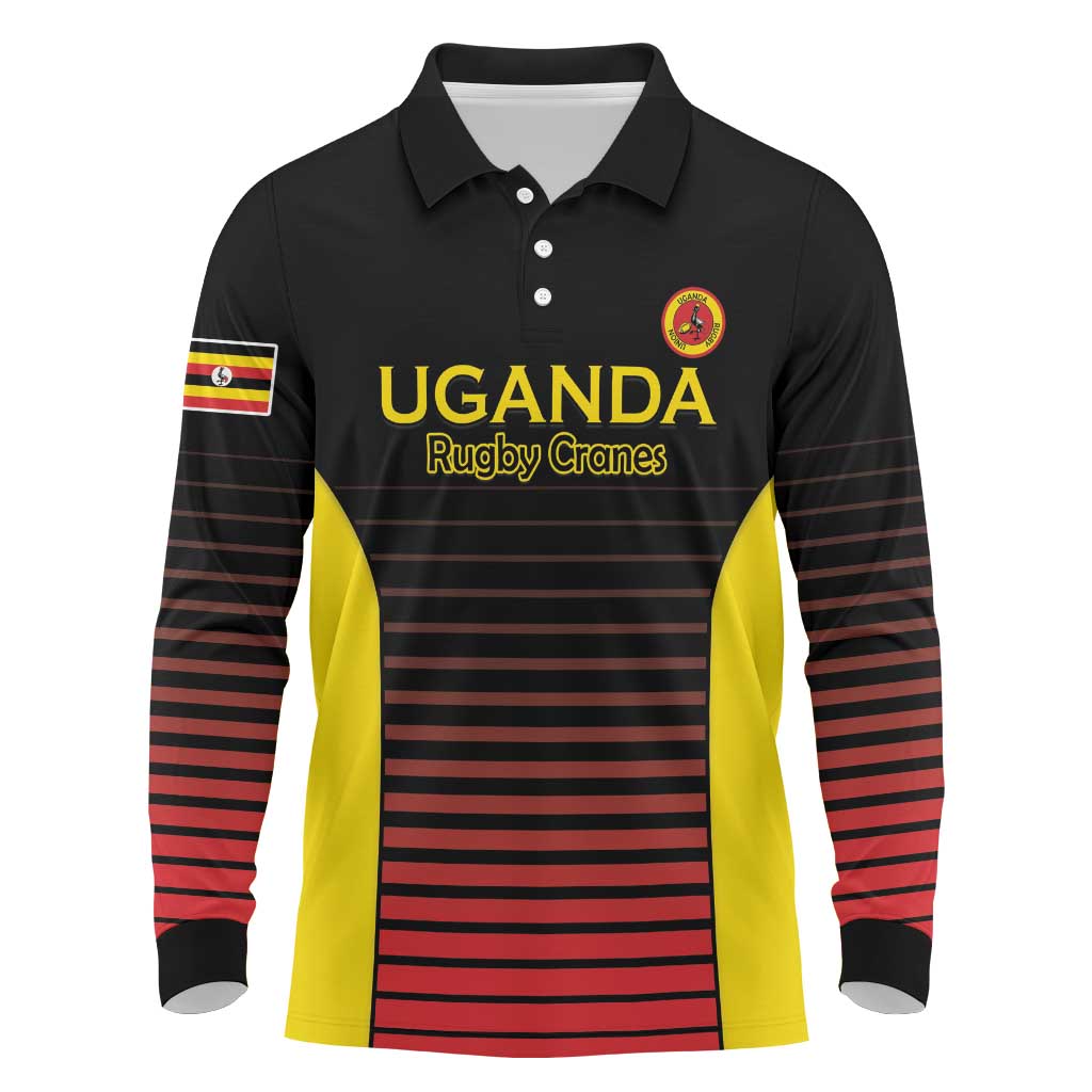 Jamhuri ya Uganda Rugby Custom Long Sleeve Polo Shirt Go Champions Cranes