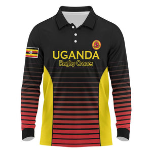 Jamhuri ya Uganda Rugby Custom Long Sleeve Polo Shirt Go Champions Cranes