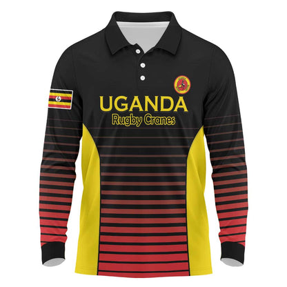 Jamhuri ya Uganda Rugby Custom Long Sleeve Polo Shirt Go Champions Cranes