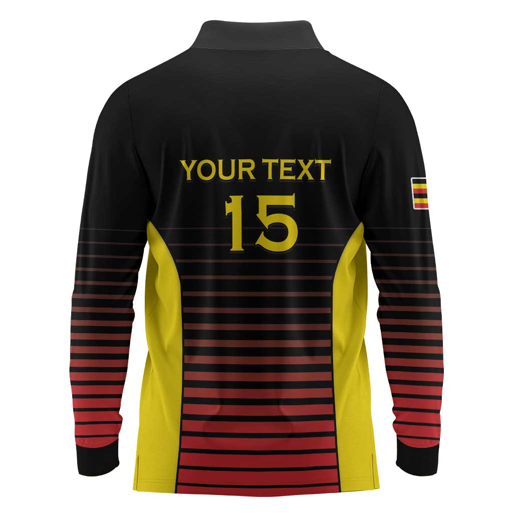 Jamhuri ya Uganda Rugby Custom Long Sleeve Polo Shirt Go Champions Cranes