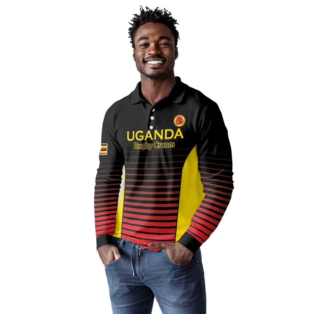 Jamhuri ya Uganda Rugby Custom Long Sleeve Polo Shirt Go Champions Cranes