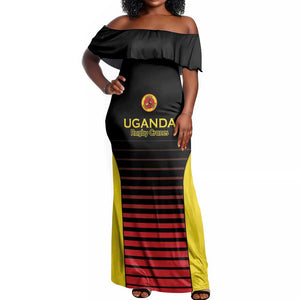 Jamhuri ya Uganda Rugby Custom Off Shoulder Maxi Dress Go Champions Cranes