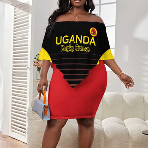 Jamhuri ya Uganda Rugby Custom Off Shoulder Short Dress Go Champions Cranes