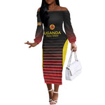 Jamhuri ya Uganda Rugby Custom Off The Shoulder Long Sleeve Dress Go Champions Cranes