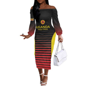 Jamhuri ya Uganda Rugby Custom Off The Shoulder Long Sleeve Dress Go Champions Cranes