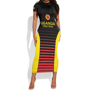 Jamhuri ya Uganda Rugby Custom Short Sleeve Bodycon Dress Go Champions Cranes LT15