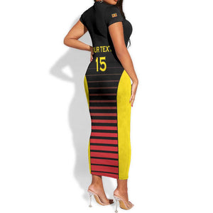 Jamhuri ya Uganda Rugby Custom Short Sleeve Bodycon Dress Go Champions Cranes LT15