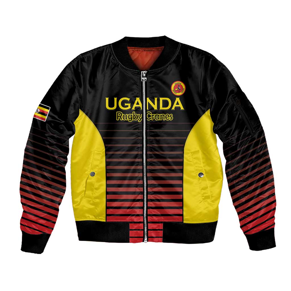 Jamhuri ya Uganda Rugby Custom Sleeve Zip Bomber Jacket Go Champions Cranes