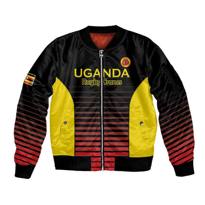 Jamhuri ya Uganda Rugby Custom Sleeve Zip Bomber Jacket Go Champions Cranes