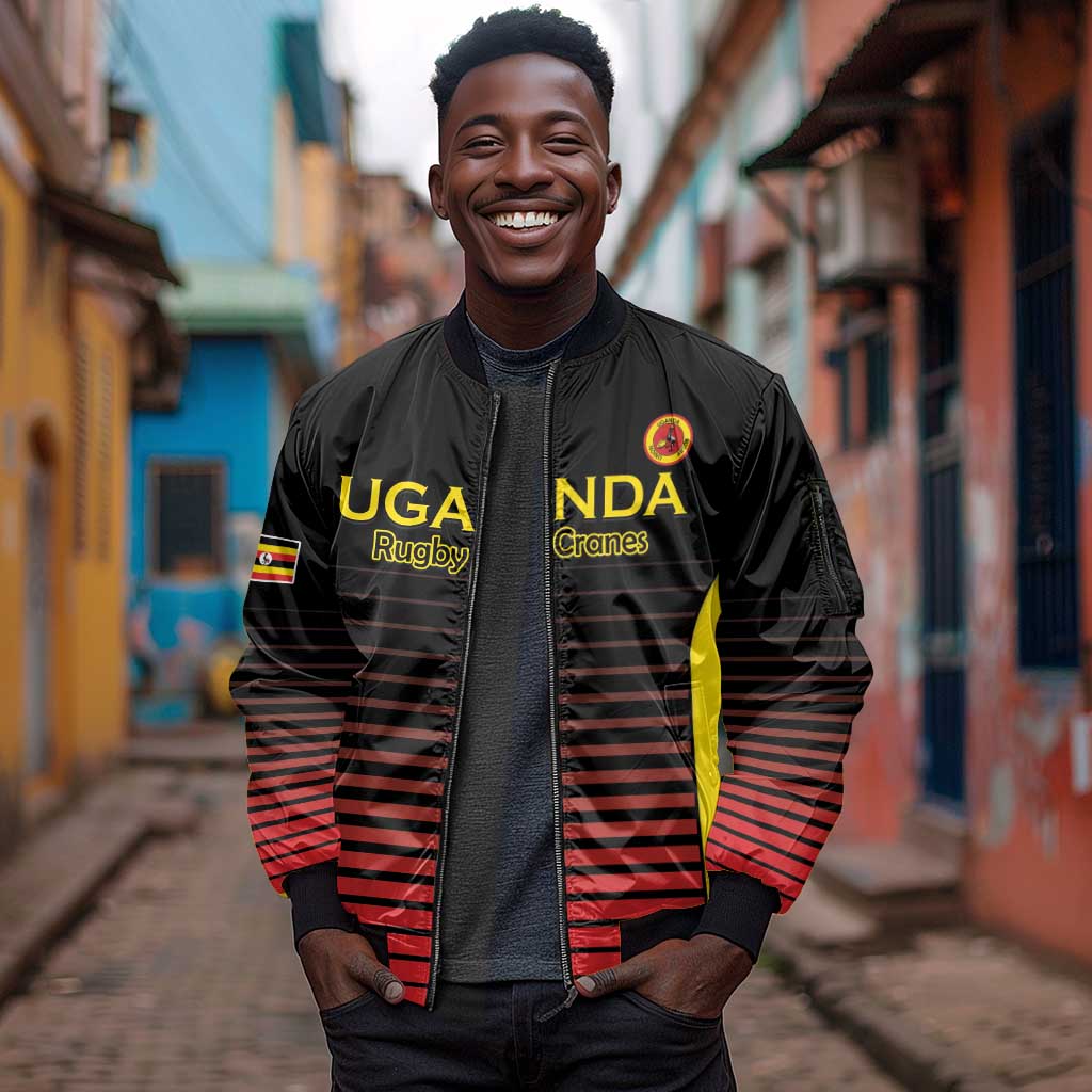 Jamhuri ya Uganda Rugby Custom Sleeve Zip Bomber Jacket Go Champions Cranes