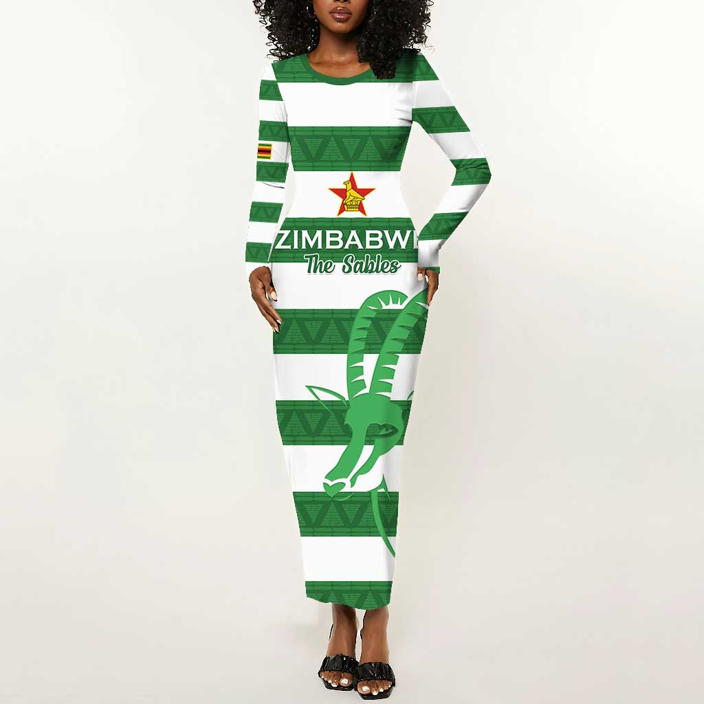 Nyika yeZimbabwe Rugby Custom Long Sleeve Bodycon Dress Come On Sables LT15