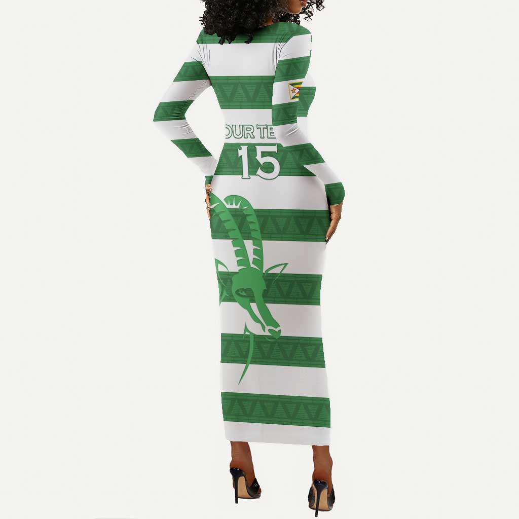 Nyika yeZimbabwe Rugby Custom Long Sleeve Bodycon Dress Come On Sables LT15
