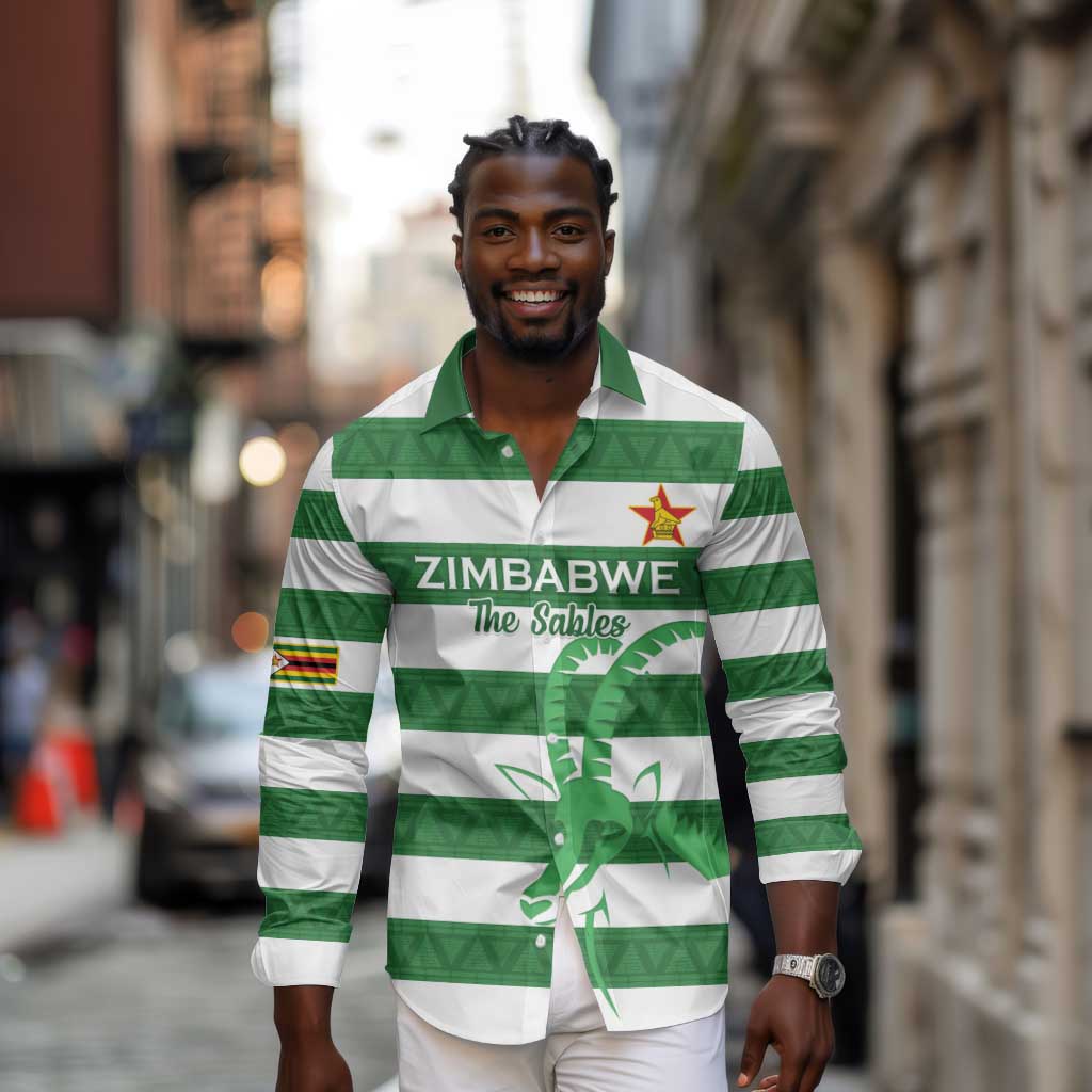 Nyika yeZimbabwe Rugby Custom Long Sleeve Button Shirt Come On Sables