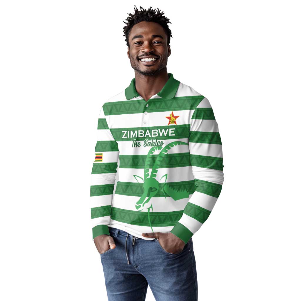 Nyika yeZimbabwe Rugby Custom Long Sleeve Polo Shirt Come On Sables
