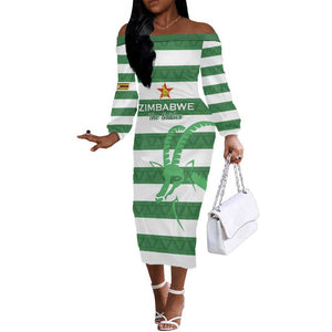 Nyika yeZimbabwe Rugby Custom Off The Shoulder Long Sleeve Dress Come On Sables