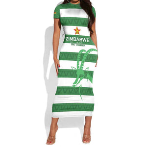 Nyika yeZimbabwe Rugby Custom Short Sleeve Bodycon Dress Come On Sables LT15