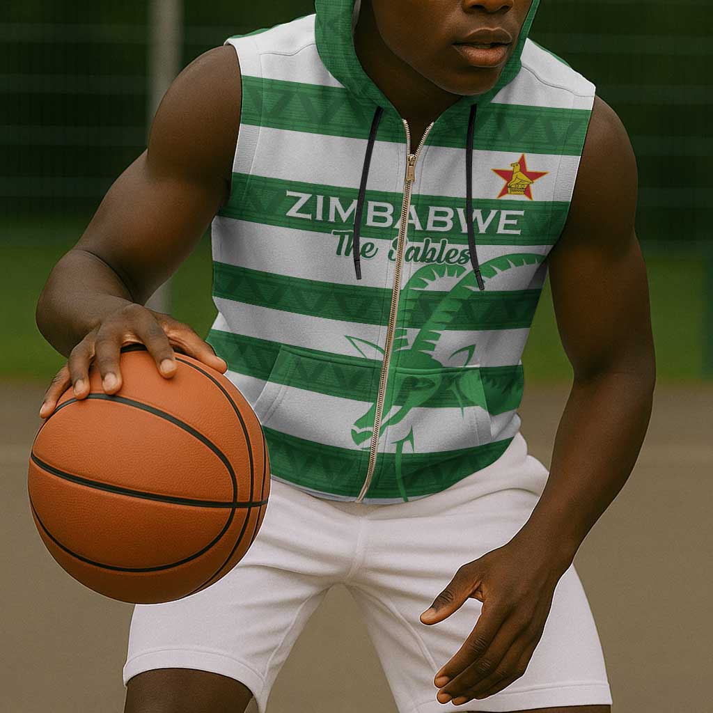 Nyika yeZimbabwe Rugby Custom Sleeveless Zip Hoodie Come On Sables - African Pride