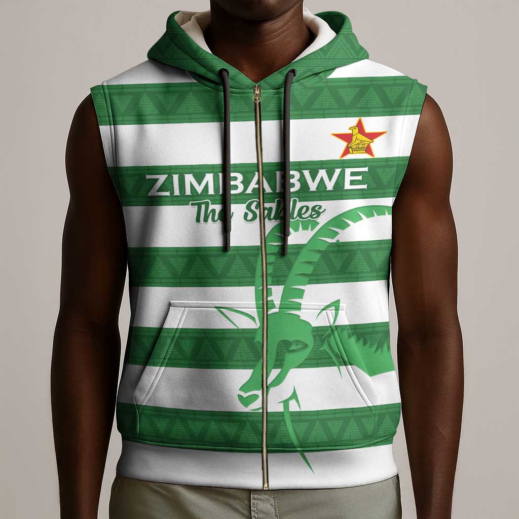Nyika yeZimbabwe Rugby Custom Sleeveless Zip Hoodie Come On Sables - African Pride