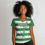 Nyika yeZimbabwe Rugby Custom Women V-Neck T-Shirt Come On Sables