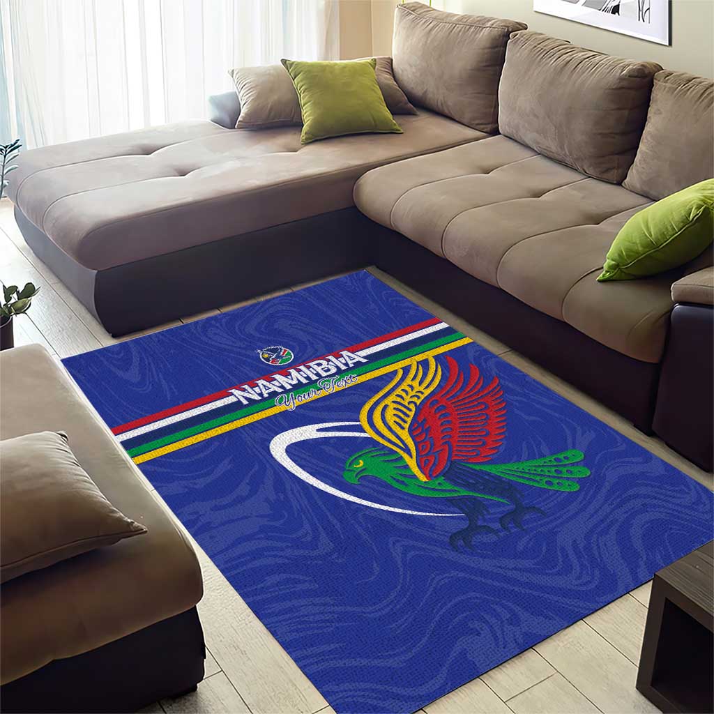 Namibia Rugby Custom Area Rug African Fish Eagle - Flag Colors