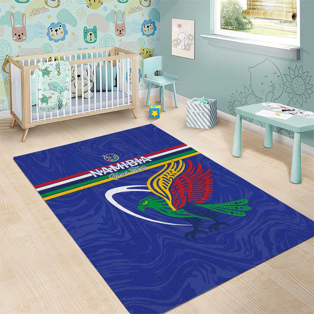 Namibia Rugby Custom Area Rug African Fish Eagle - Flag Colors