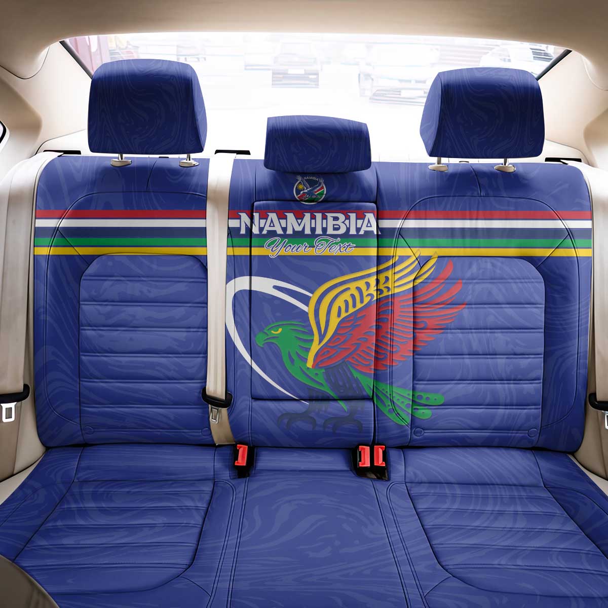 Namibia Rugby Custom Back Car Seat Cover African Fish Eagle - Flag Colors