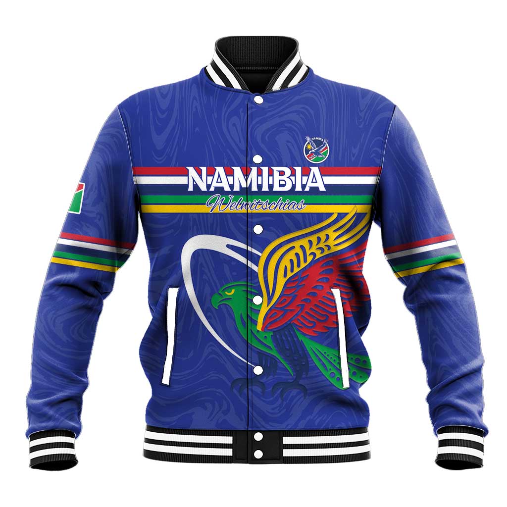 Namibia Rugby Custom Baseball Jacket African Fish Eagle - Flag Colors