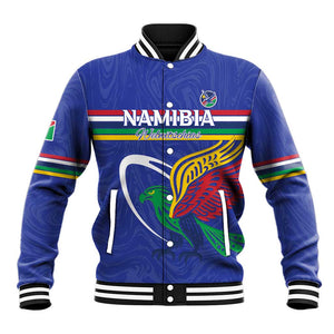 Namibia Rugby Custom Baseball Jacket African Fish Eagle - Flag Colors