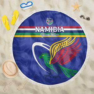 Namibia Rugby Custom Beach Blanket African Fish Eagle - Flag Colors
