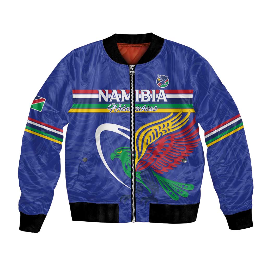 Namibia Rugby Custom Bomber Jacket African Fish Eagle - Flag Colors