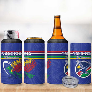 Namibia Rugby Custom 4 in 1 Can Cooler Tumbler African Fish Eagle - Flag Colors