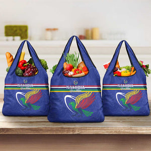 Namibia Rugby Custom Grocery Bag African Fish Eagle - Flag Colors