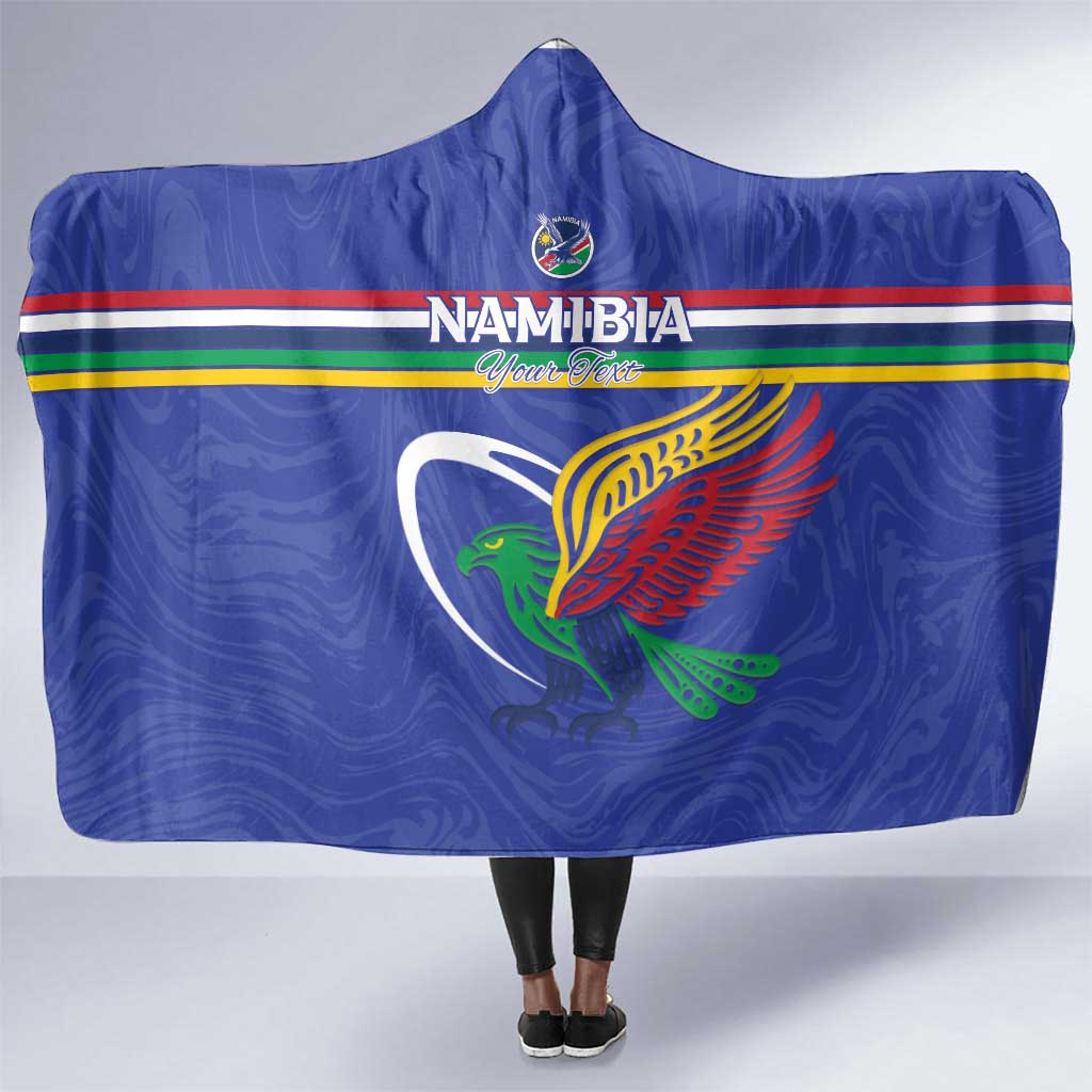 Namibia Rugby Custom Hooded Blanket African Fish Eagle - Flag Colors