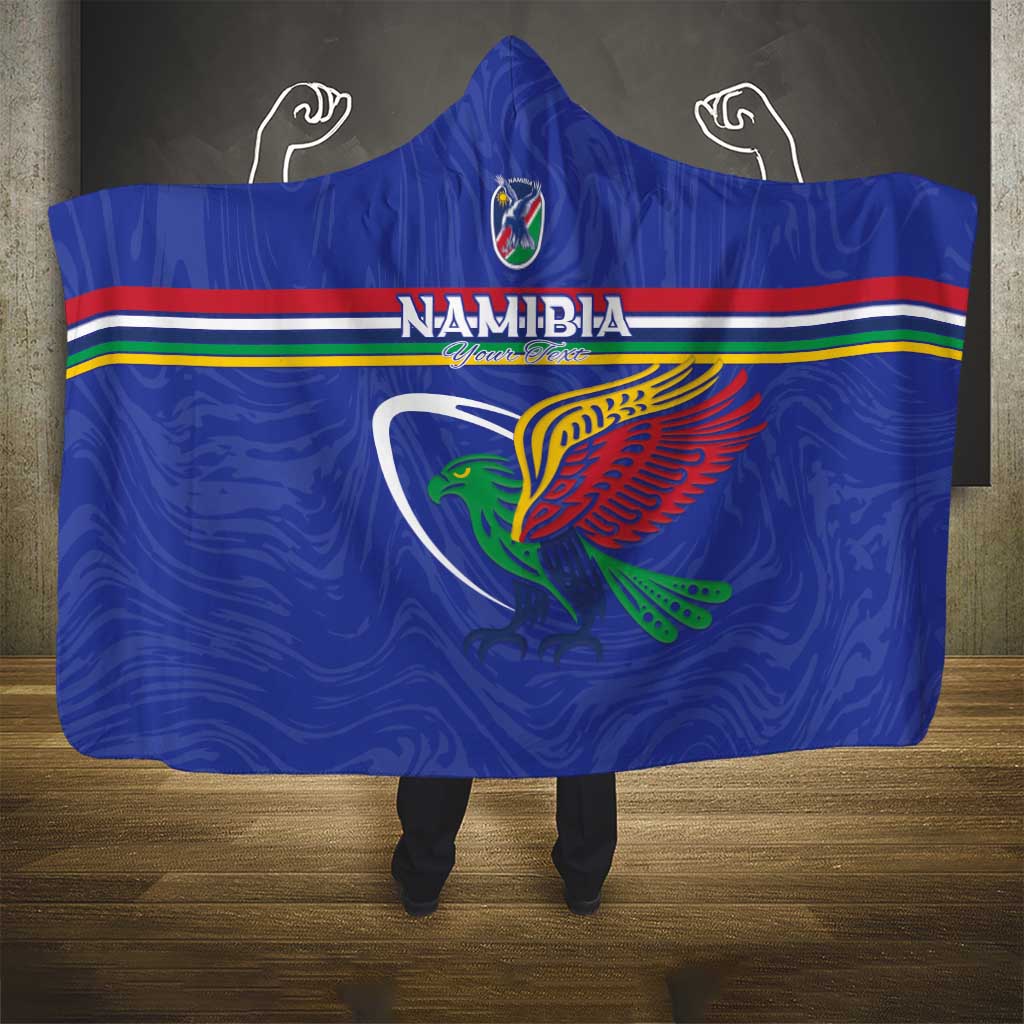 Namibia Rugby Custom Hooded Blanket African Fish Eagle - Flag Colors