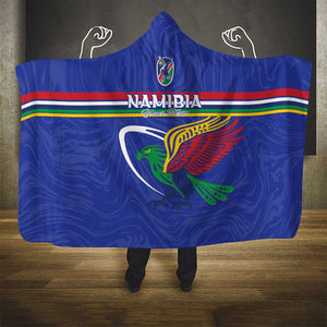 Namibia Rugby Custom Hooded Blanket African Fish Eagle - Flag Colors